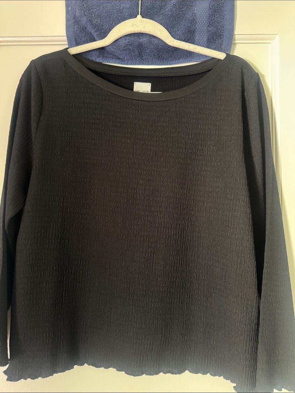 NIC+ZOE Black Textured Scoop-Neck Sweater
